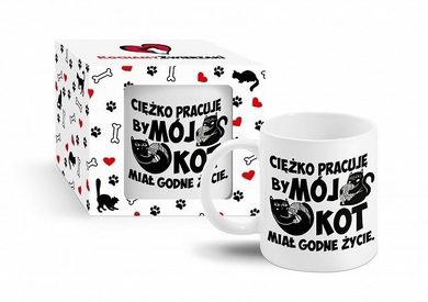 Kubek zwierzaki, Ciężko pracuję, by mój kot, 300 ml