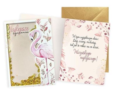 Kukartka, karnet B6, konfetti, flaming