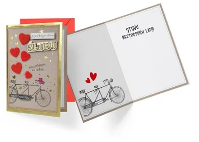 Kukartka, karnet B6, Ślub, rower