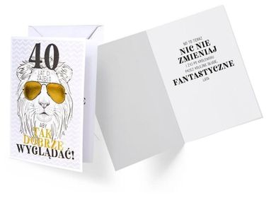 Kukartka, karnet B6, Urodziny 40, lew