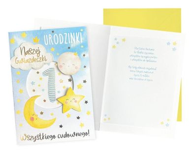 Kukartka, karnet B6 urodziny Roczek, gwiazdeczka
