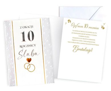 Kukartka, karnet, Rocznica ślubu 10