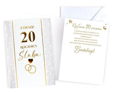 Kukartka, karnet, Rocznica ślubu 20