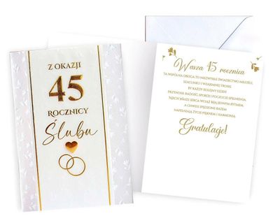 Kukartka, karnet, Rocznica ślubu 45