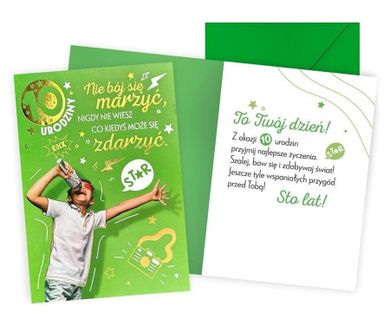 Kukartka, karnet, Urodziny 10, chłopiec