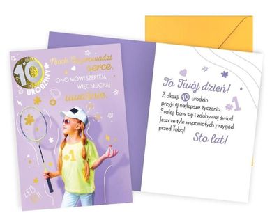 Kukartka, karnet, Urodziny 10, dziewczynka