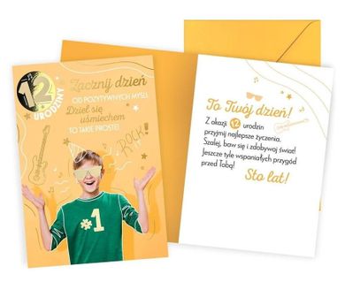 Kukartka, karnet, Urodziny 12, chłopiec