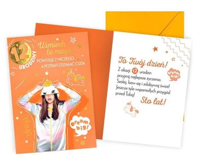 Kukartka, karnet, Urodziny 12, dziewczynka