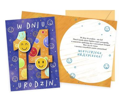 Kukartka, karnet urodziny 14