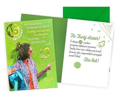 Kukartka, karnet, Urodziny 15, chłopak