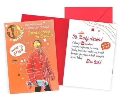 Kukartka, karnet, Urodziny 16, chłopak