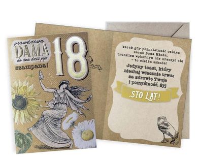 Kukartka, karnet, Urodziny 18, vintage