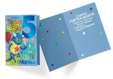 Kukartka, karnet, Urodziny 5, chłopiec