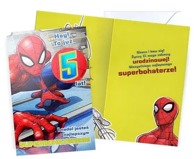 Kukartka, karnet, Urodziny 5, Spider-Man