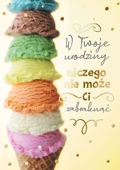 Kukartka, karnet, Urodziny, Lody