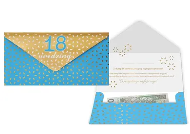 Kukartka, koperta podarunkowa, Urodziny 18