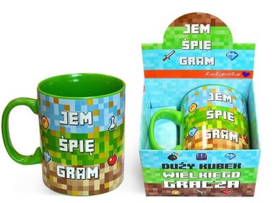 Kukartka, kubek gigant, Jem, śpię, gram