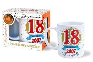 Kukartka, kubek premium, Urodziny 18