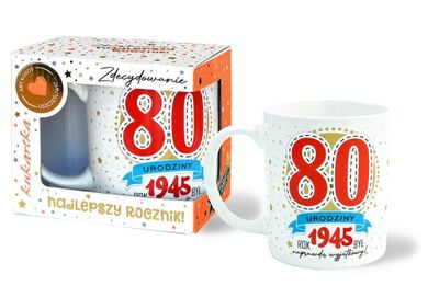 Kukartka, kubek premium, Urodziny 80