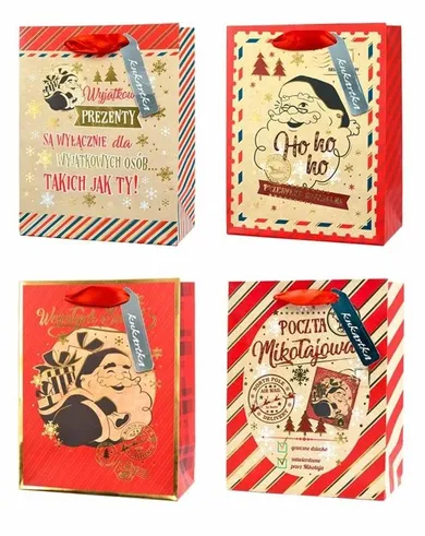 Kukartka, torebka prezentowa, Boże Narodzenie, Mikołaj, retro