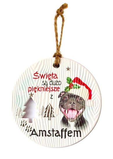 Kukartka, zawieszka ceramiczna, Boże Narodzenie, Amstaff