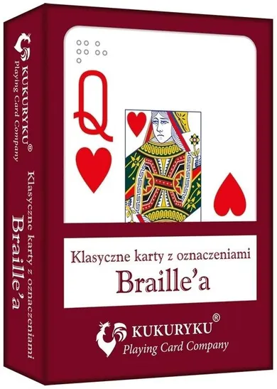 Kukuryku, karty do gry ze znakami Braille'a, czerwone