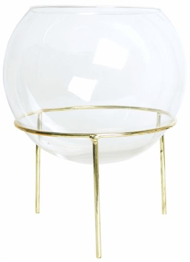 Kula szklana na złotych nogach, 20-20-24 cm