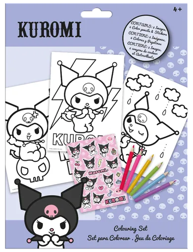 Kuromi, zestaw do kolorowania z kredkami