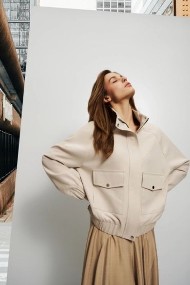 Kurtka damska, beżowa, Moodo