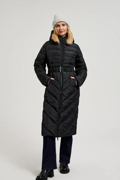 Kurtka damska z kapturem, czarna, Moodo