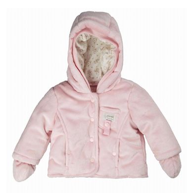 Kurtka dziewczęca z kapturem, futrzana, jasnoróżowa, Kanz