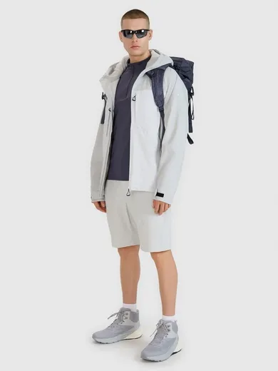 Kurtka męska z kapturem, szara, 4F