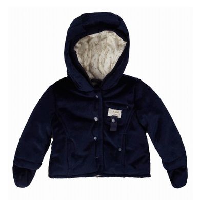 Kurtka niemowlęca z kapturem, futrzana, granatowa, Kanz