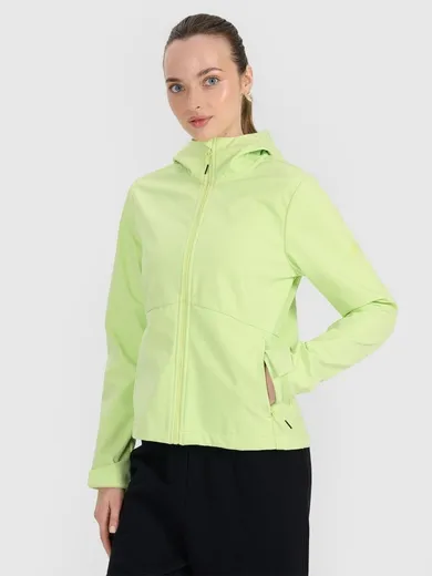 Kurtka softshell damska z kapturem, żółta, 4F