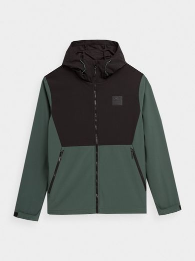 Kurtka softshell męska z kapturem, zielona, 4F