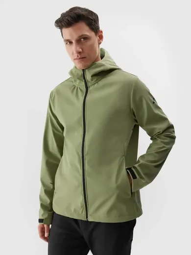 Kurtka softshell męska z kapturem, zielona, 4F