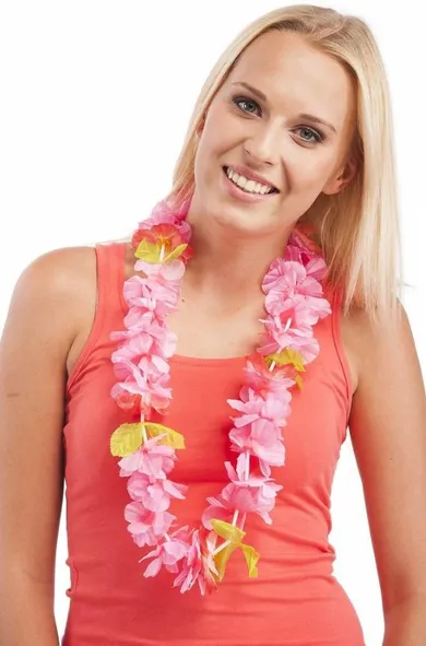 Kwiaty hawajskie, naszyjnik, różowy