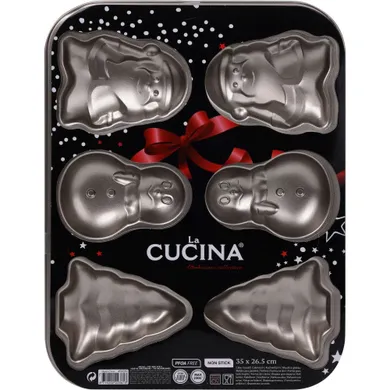 La Cucina, foremki świąteczne do pieczenia ciastek, non-stick, metalowa blacha, 35-26 cm