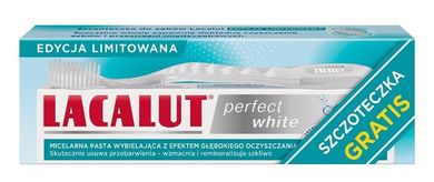 Lacalut, Perfect White, pasta do zębów, 75 ml + szczoteczka