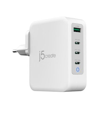 Ładowarka Sieciowa J5create, 130w Gan Usb-c, 4-port Charger, Eu, 3xusb-c/, 1xusb3.0, biały Jup43130e-en