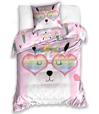 Lama w okularach, 2-częściowy komplet pościeli, 160-200 cm