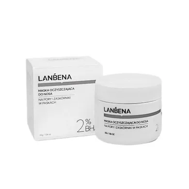 Lanbena, 2%BHA, maska oczyszczająca do nosa na pory i zaskórniki w paskach, 30g
