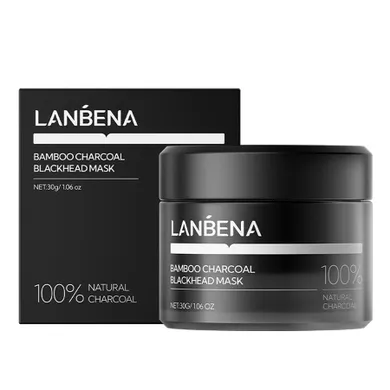Lanbena, Bamboo Charcoal, oczyszczająca maska węglowa peel-off na zaskórniki, 30g