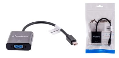 Lanberg, adapter, AD-0006-BK, Mini DisplayPort M - D-Sub, VGA F, 0,20m, czarny
