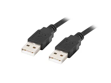 Lanberg, kabel USB-A, 2.0 m/m, 1 m, czarny