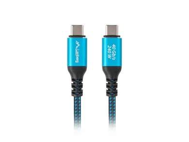 Lanberg, kabel USB-C M/M, USB4, 240W, 8K 60HZ, czarno-niebieski, 0,5m