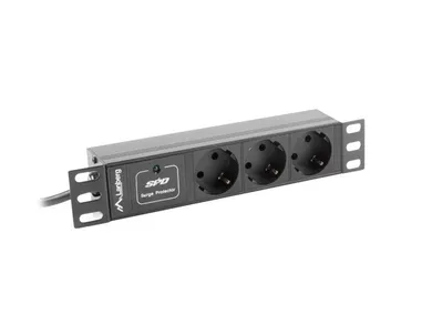 Lanberg, Rack, listwa zasilająca, 3xShuko, 16A, PDU-03F-0200-BK