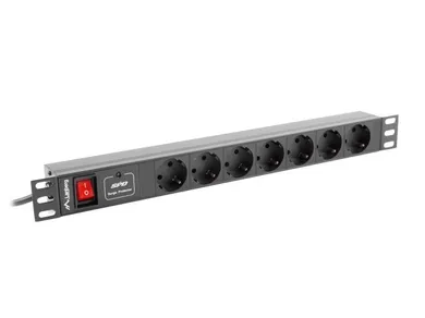 Lanberg, Rack, listwa zasilająca, 7xUTE, 10 A, 2m, PDU-07F-0200-IEC-BK