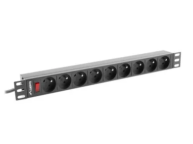 Lanberg, Rack, listwa zasilająca, 7xUTE, 16A, 3 m, PDU-09E-0300-BK