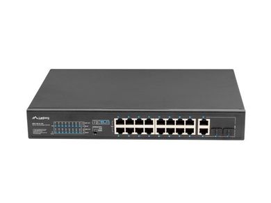 Lanberg, switch, RACK 19" 16X 100MB POE+/2X COMBO GIGABIT, 250W, NIEZARZĄDZALNY, RSFE-16P-2C-250